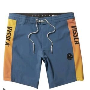 Vissla El Sporto 8" Board Shorts Blue Orange Men’s 30 Surf Swim Trunks
